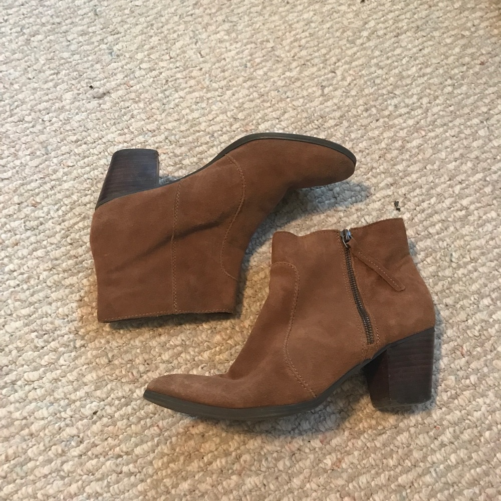 Brown suede booties